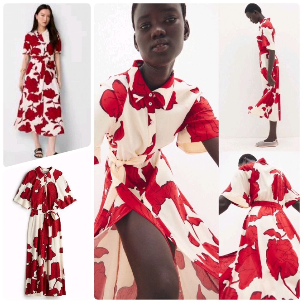 h#M satin wrap maxy dress / oversized linen maxy dress baju linen dress linen dress panjang wanita d