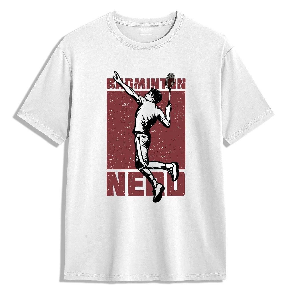 TAPONG Kaos BADMINTON NERD - Kaos Pria Kain Katun Premium Cotton Combed 24s