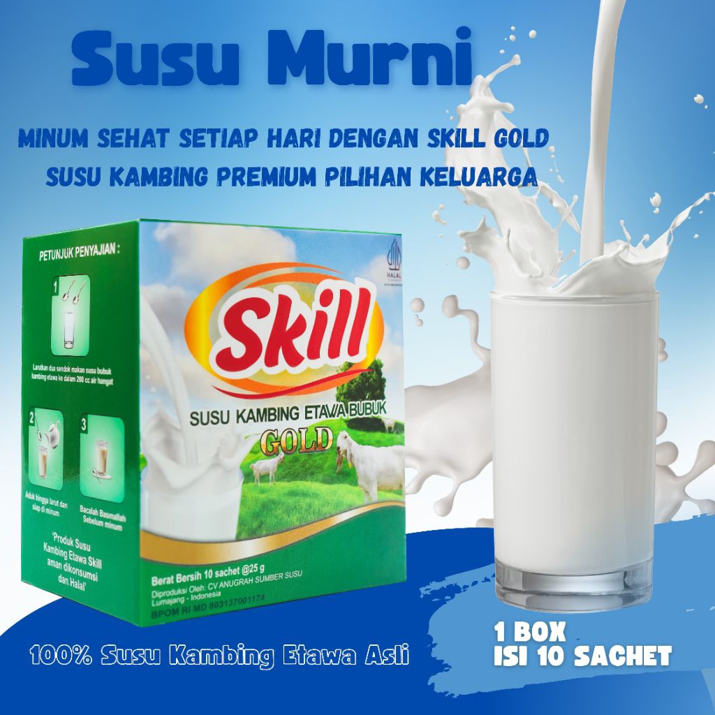 Susu Kambing Etawa Skill Gold – Susu Bubuk Murni Premium | Menambah Stamina & Imunitas | 1 Box Isi 1