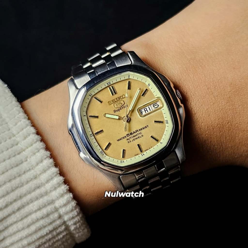 Vintage Square Case Seiko Superior Beautiful Patina Lume Dial