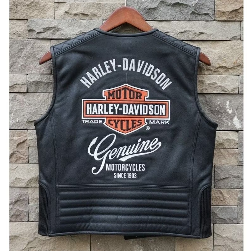 Rompi kulit asli Vest kulit sapi asli Import HARLEY DAVIDSON Pria moge HDCI hog MBI jaket touring ri