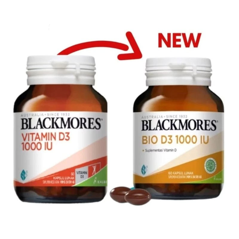 Black Mores Blackmores Vitamin D3 D 3 1000 IU 1000IU Blackmore More Kalbe 60 kapsul Calcium Nutrisi 