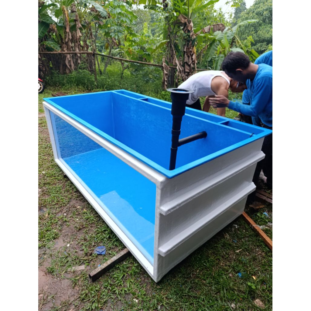 Kolam Ikan Hias 270x100x70 Fiberglass Kombinasi Kaca /ikan koi/ aquarium fiber anti korosi costume