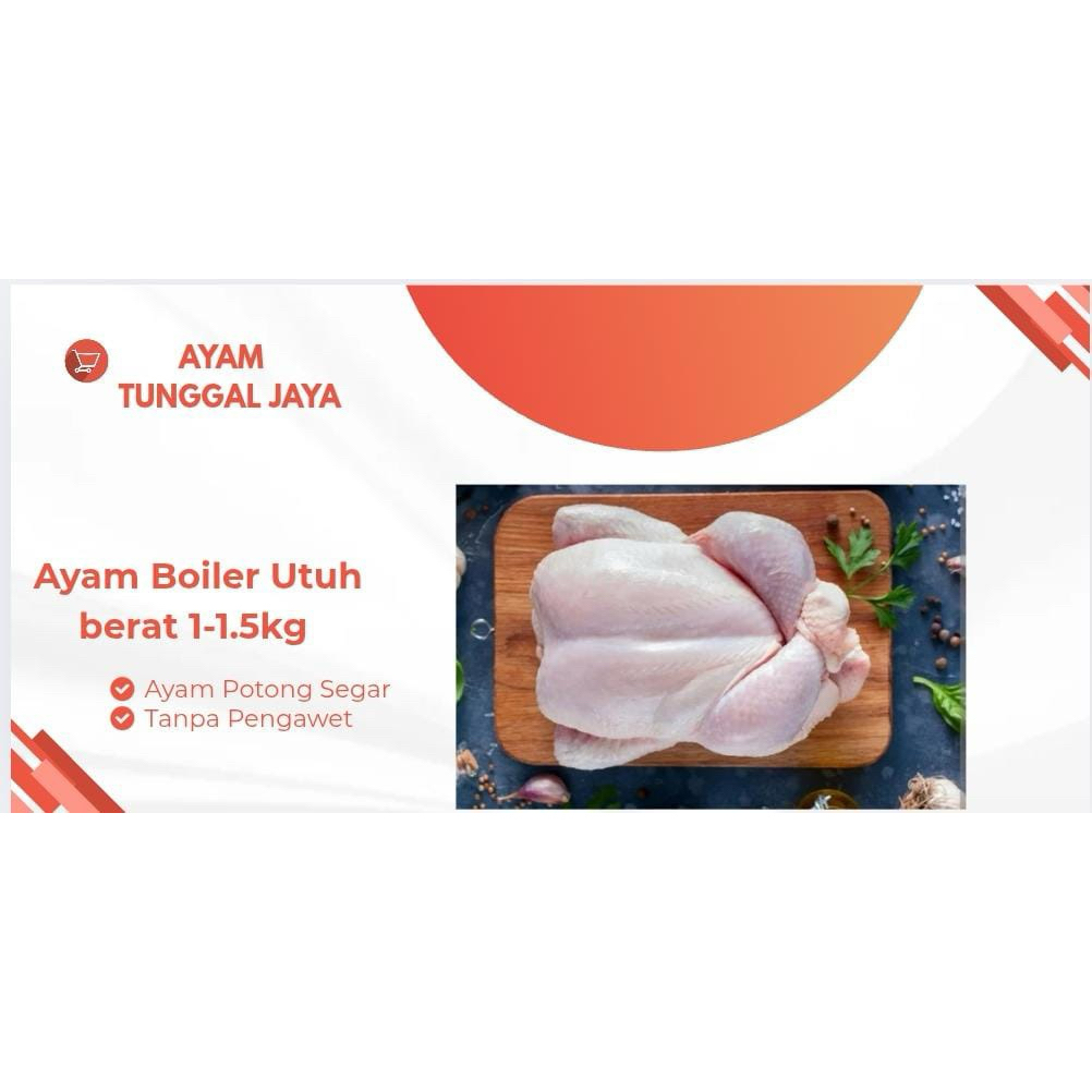 Ayam Boiler Utuh berat 1 - 1,5 kg