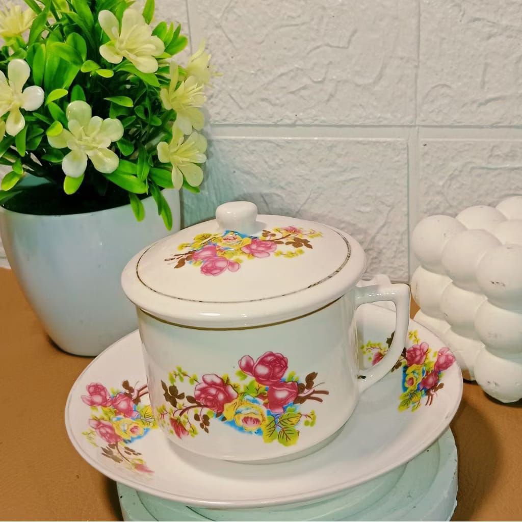 Cangkir Kopi / Cangkir clasic / Cangkir cantik / Cangkir Warkop / Cangkir Bunga ( free tutup dan lep