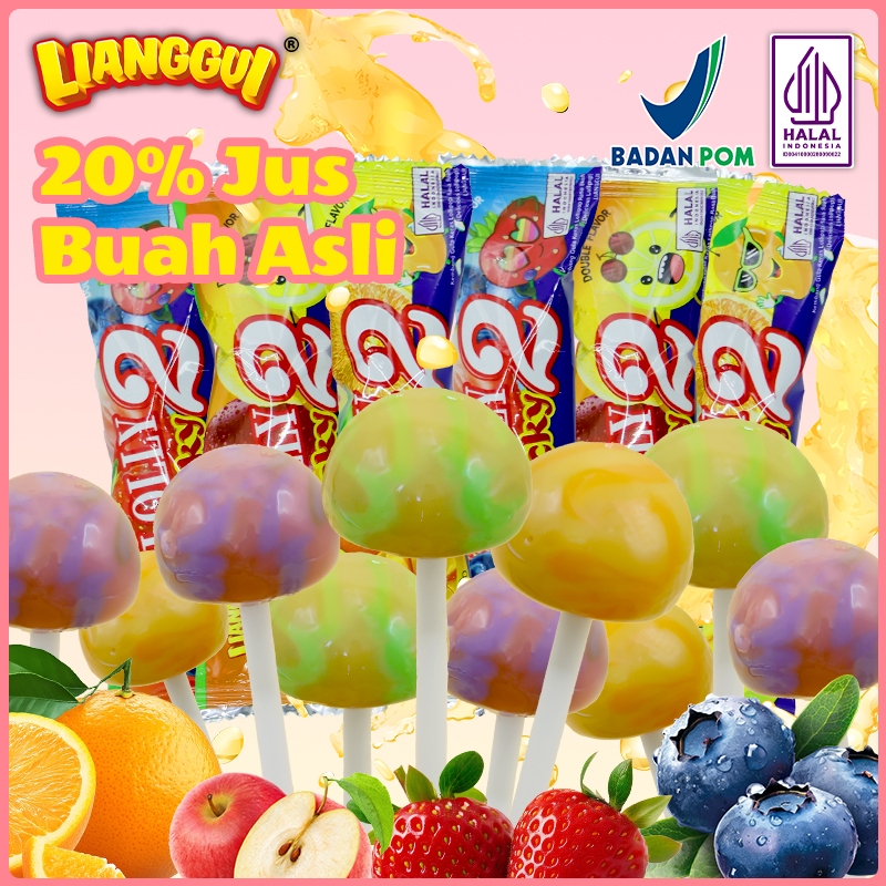 LIANGGUI Lolipop Permen  Halal - Permen Buah Murah Viral, Cemilan Snack Anak