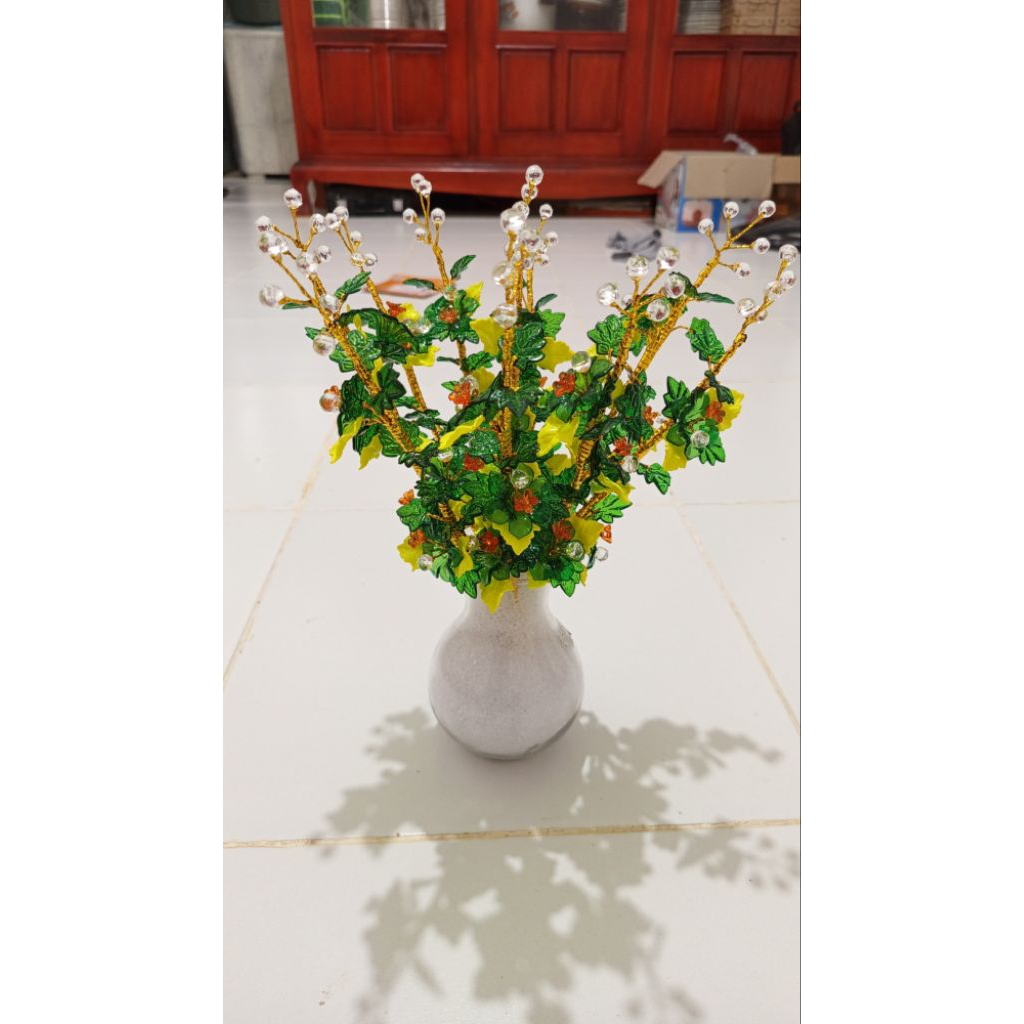 Bunga Akrilik Kristal, Lengkap Vas, Butiran kristal, & Bunga akrilik, Bunga Hiasan Meja