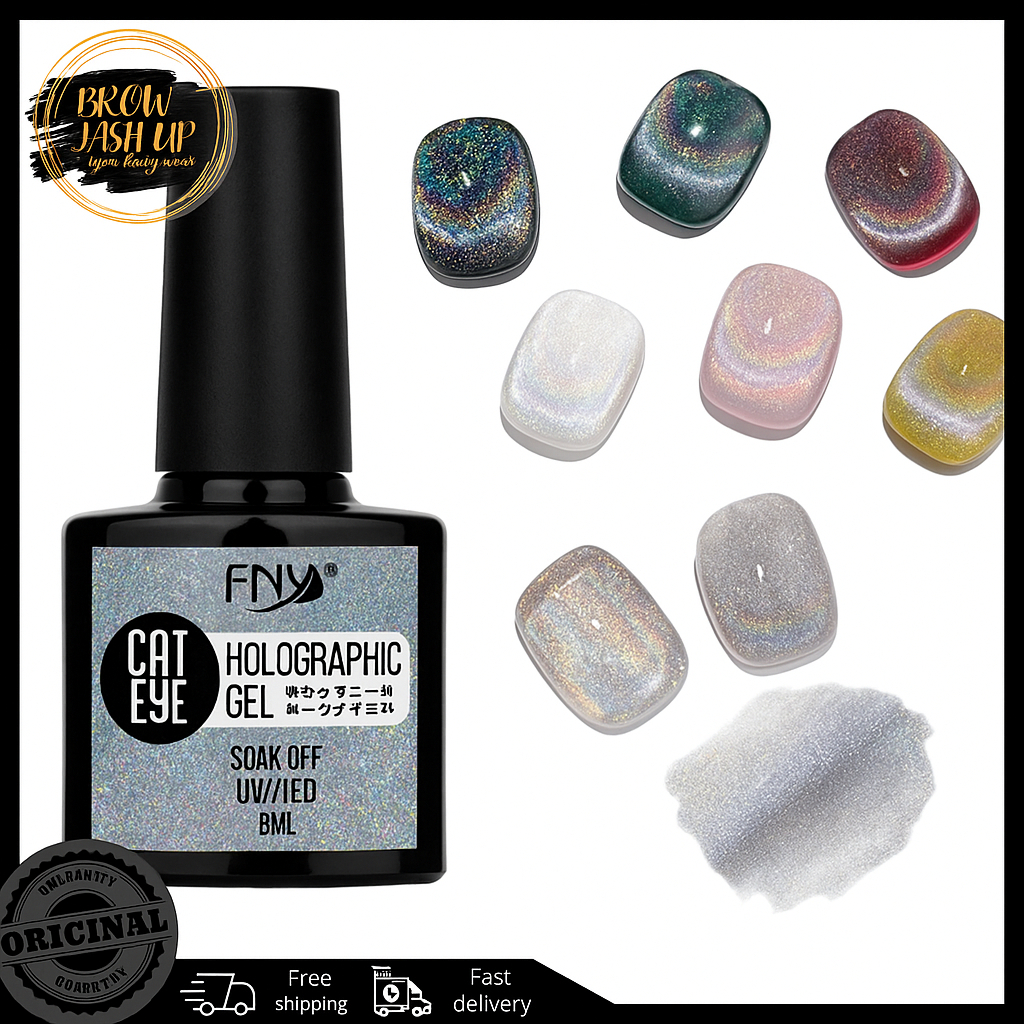 FINY HOLOGRAM GEL CAT EYE GEL POLISH RAINBOW / FINY KUTEK GEL PELANGI SILVER CAT EYE