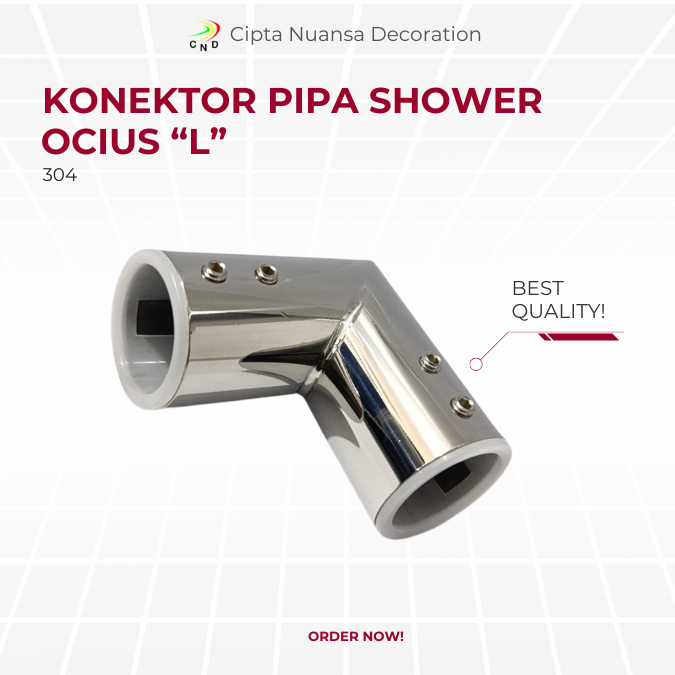 Konektor Pipa Shower Ocius L / Konektor Shower Sambungan Pipa 1'' Inch Sudut Corner 90° Stainless St