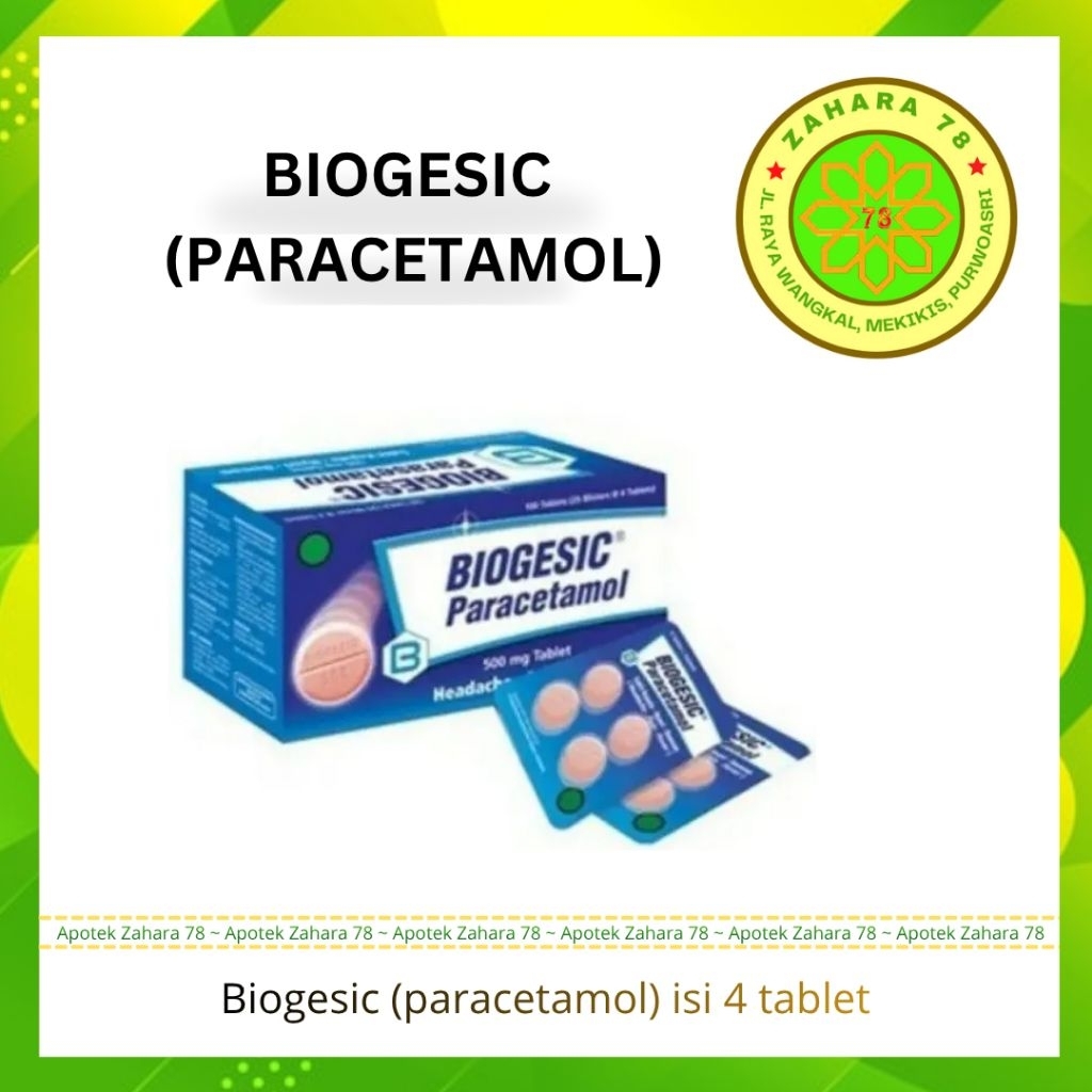 Biogesic Tablet isi 4 - Obat Penurun Panas biogesic Gesik