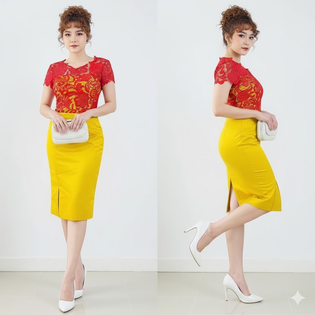 Ellylee brocade red gold dress | Gaun Pesta | Gaun Merah | Dress Merah | Dress wanita | Party Dress 