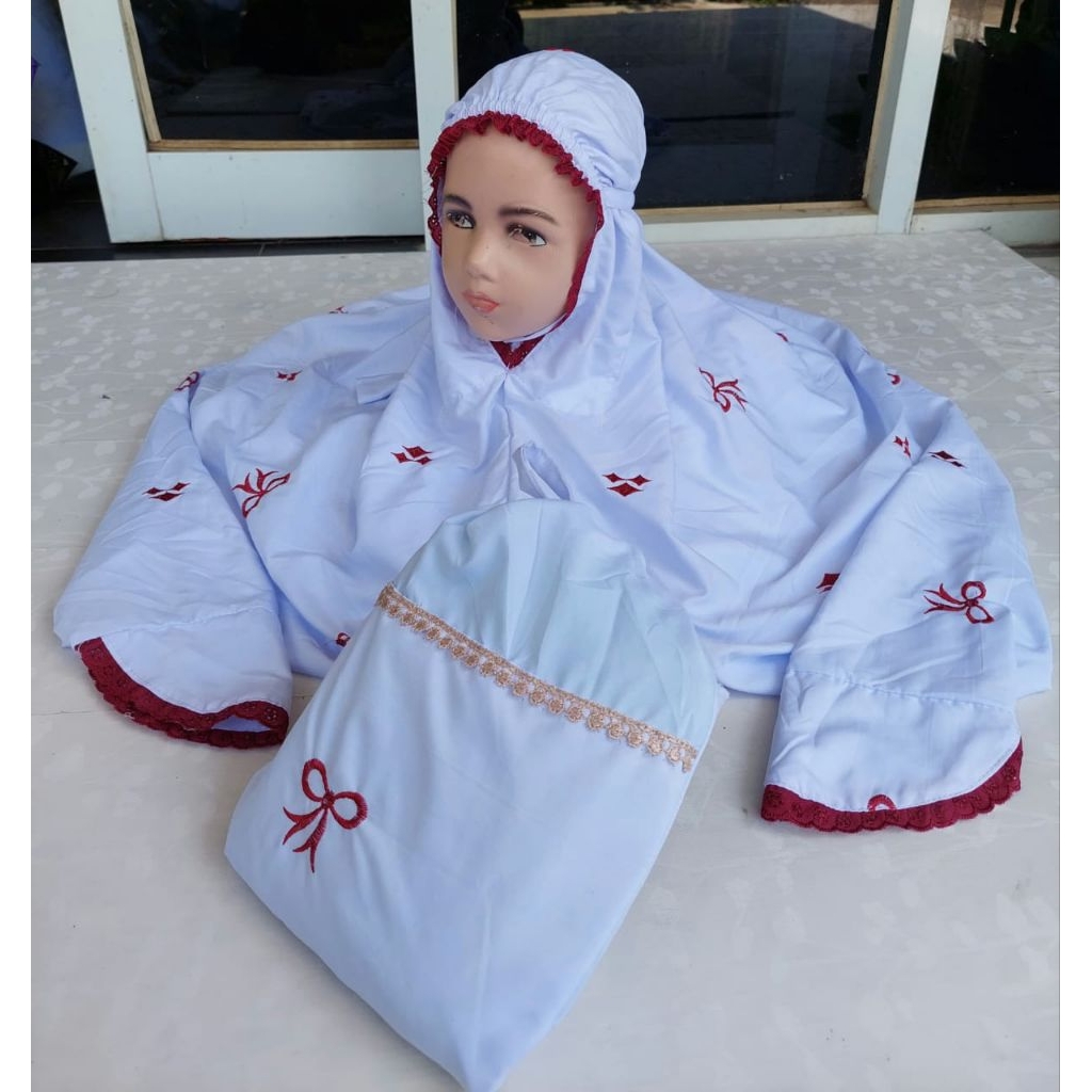 Mukena anak SMP bordir terusan katun remaja