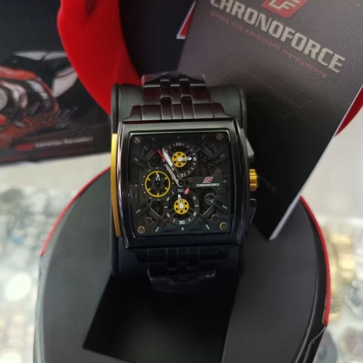 CHRONOFORCE CF5347G - JAM TANGAN PRIA YELLOW STAINLESS STEEL FREE RUBBER STRAP ORIGINAL
