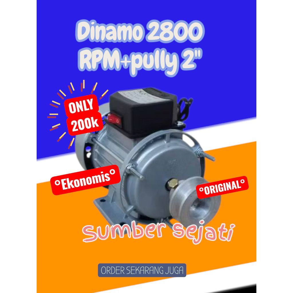 motor penggerak dinamo dilengkapi Dengan pully 2"