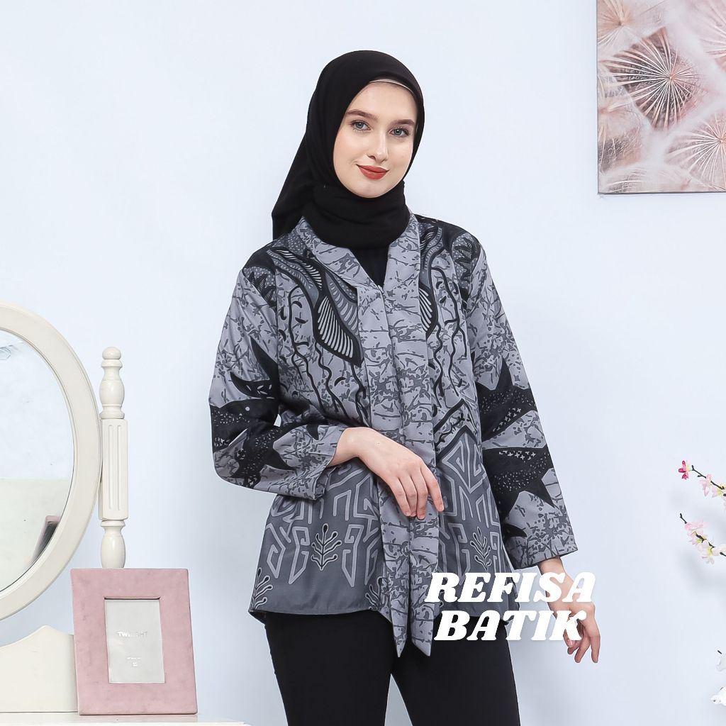 blus batik wanita modern / kebaya batik kantor M L XL XXL / baju batik wanita modern / blus batik