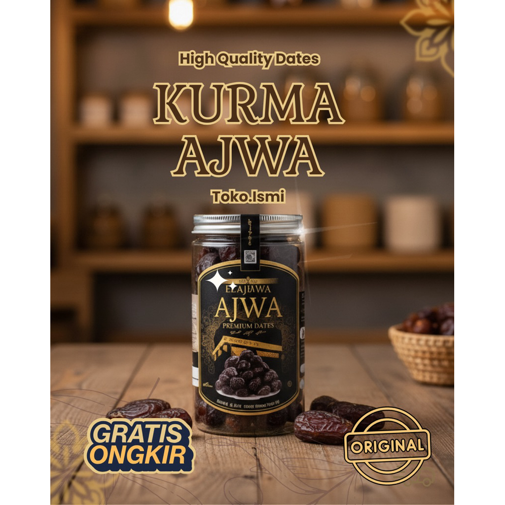 KURMA AJWA MADINAH PREMIUM KEMASAN TOPLES 500GRAM AJWA MADINAH KURMA AJWA TOPLES