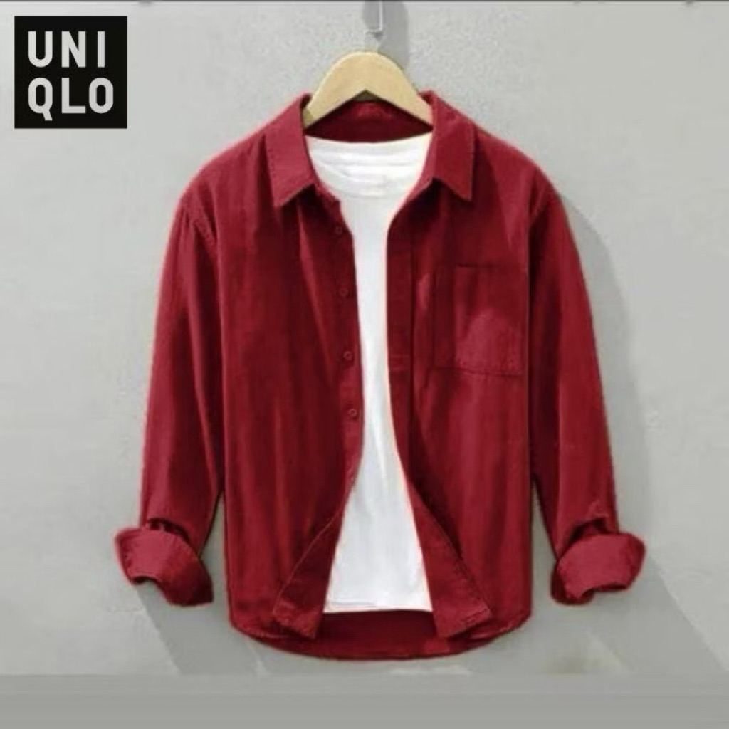 kemeja lengan panjang uniqlo pria original/kemeja pria lengan panjang uniqlo official store/kemeja p