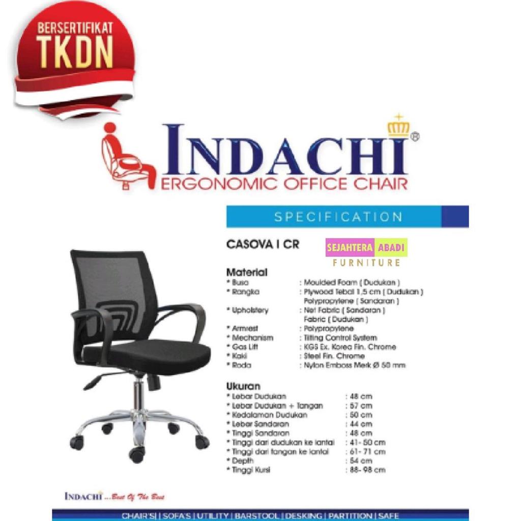 Indachi kursi besi hidrolis CASOVA I CR inco TKDN kursi jaring kursi kantor kursi kerja kursi staff 