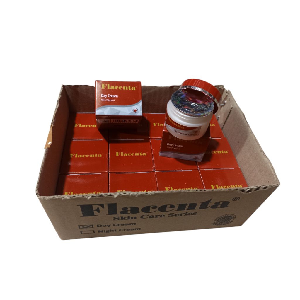 Flacenta Cream Flacenta Day Cream dengan Vitamin C - Lusinan Isi 12 Pcs untuk Perawatan Kulit Sehari