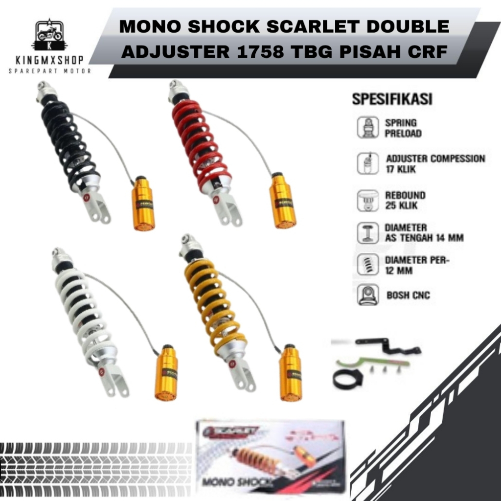 Monosok Mono Shock Sok Skok Belakang Tabung Pisah Scarlet Double Adjuster Trail 1758 CRF 150L