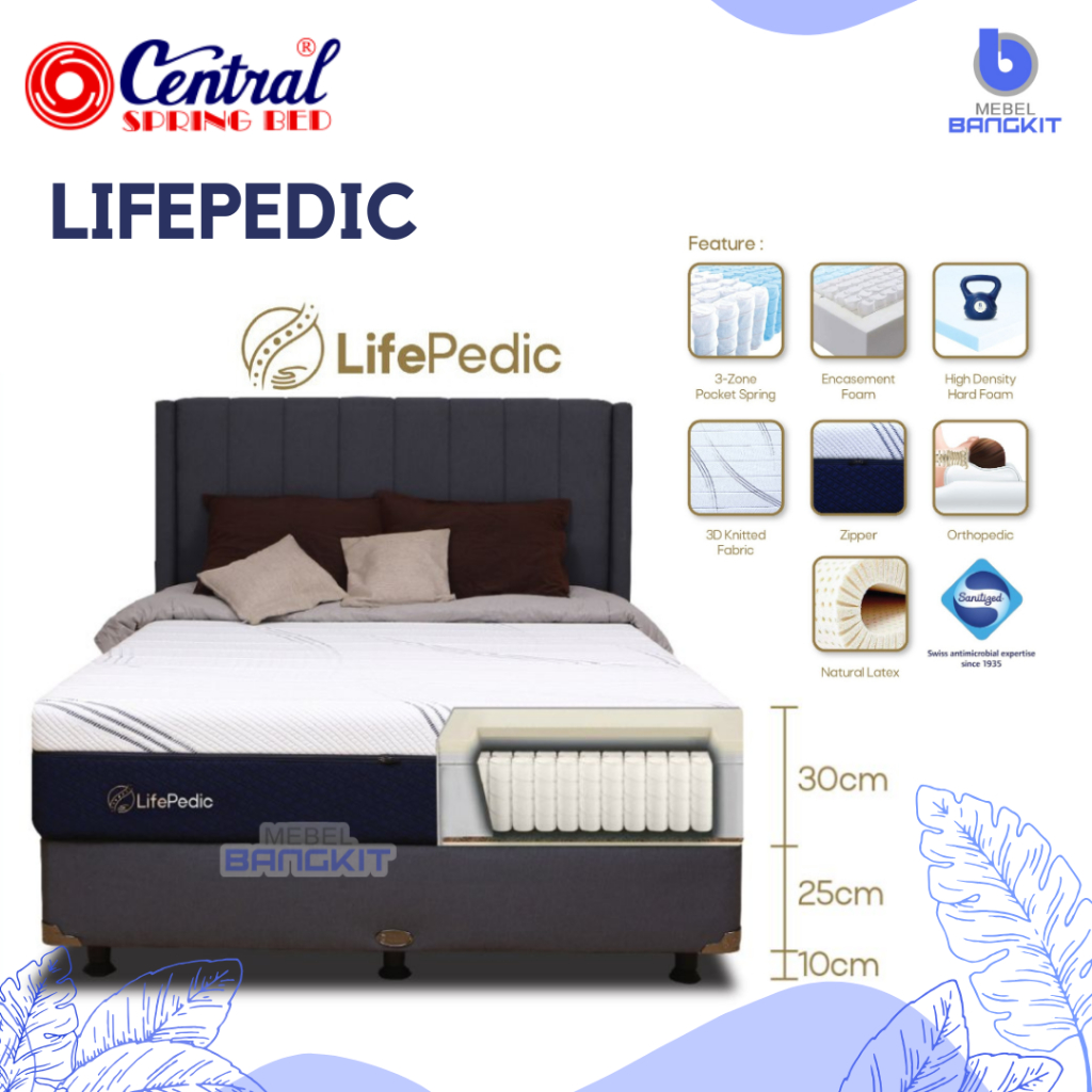 Central Springbed LifePedic Orthopedic Latex Mattress Extra Firm 30cm || Pocket Spring Gold Life ped