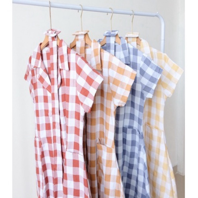 AGNES TUNIK || TUNIK TANGAN PENDEK KOTAK-KOTAK ||