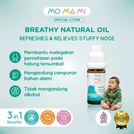 Momami Breathy Natural Oil 10ml for Baby - Essential Oil untuk Pernafasan Hidung Tersumbat Anak Bayi
