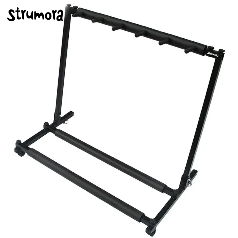STRUMORA 5 Rak Gitar, Stand Multigitar Lipat - Tampilan Akustik, Elektrik, Bass