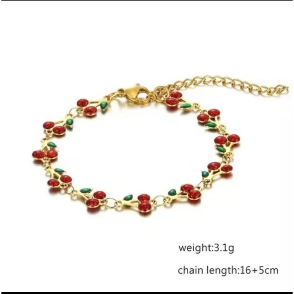 gelang titanium fashion wanita korea chery merah