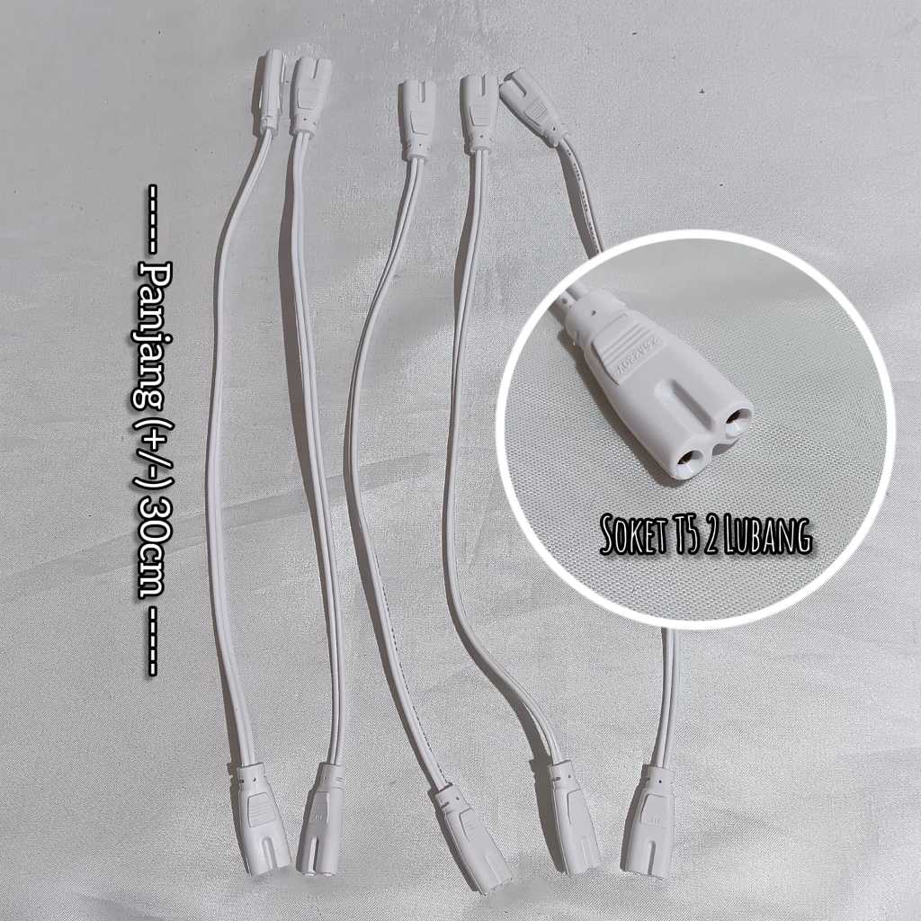 Kabel Penghubung Soket T5 2 Lubang Panjang 30cm – Kabel Sambungan Lampu LED T5
