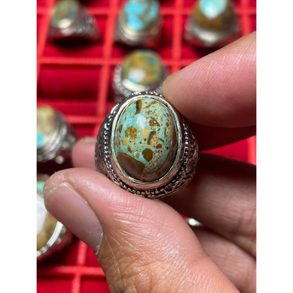Cincin Batu Pirus Persia Biru Telur Asin - Nuansa Pirus