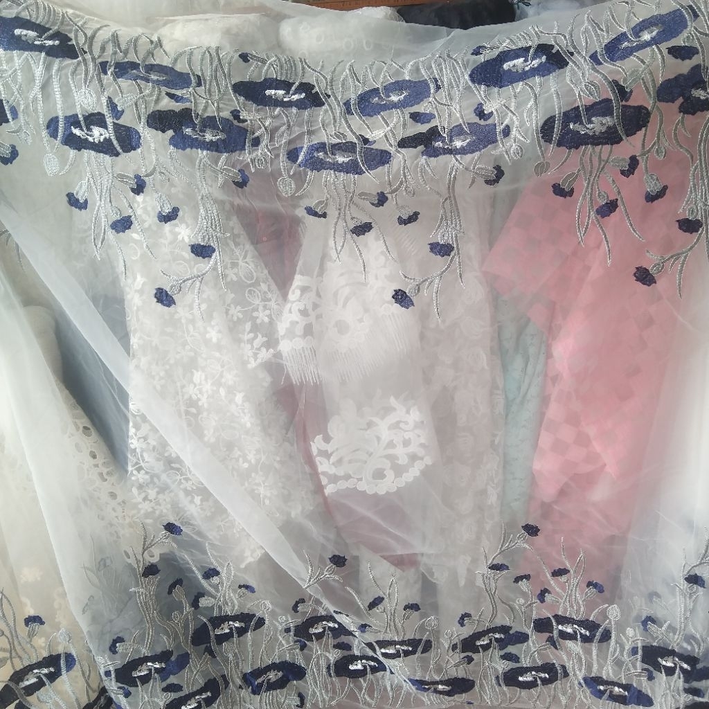 Kain organza bordir | Harga/0,5m | bahan organza bordir| bahan organza bordir | kain organza bordir.