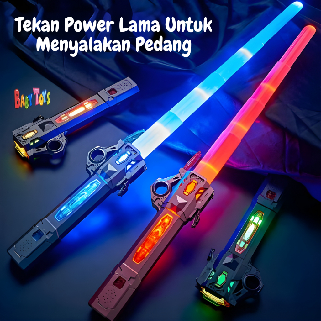 BabyToys Mainan Anak Laki Laki Pedang LightSaber 2 in 1 Laser Light Saber LED Lampu Suara