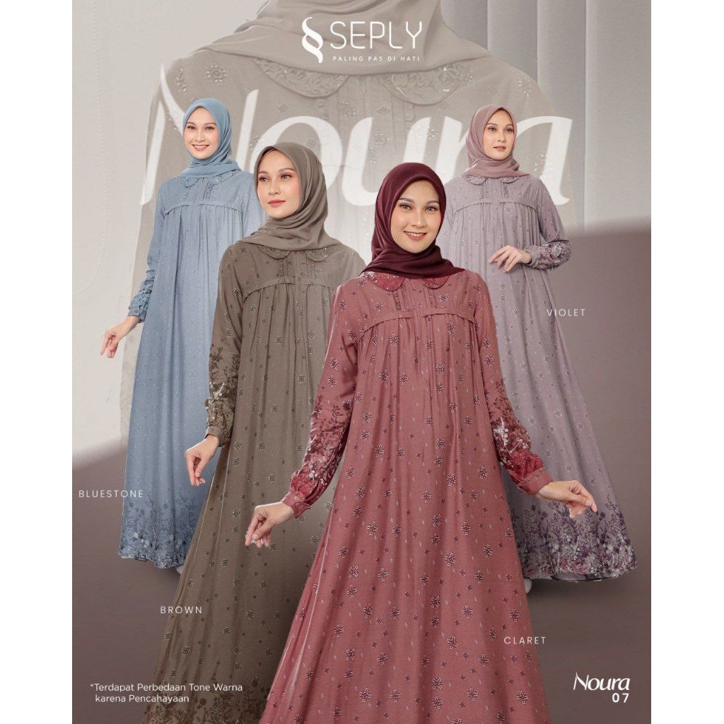 GAMIS RAYON PRINTING / HOMEDRESS MOTIF / GAMIS SEPLY NOURA 07 BLUESTONE / NOURA 07 CLARET / NOURA 07