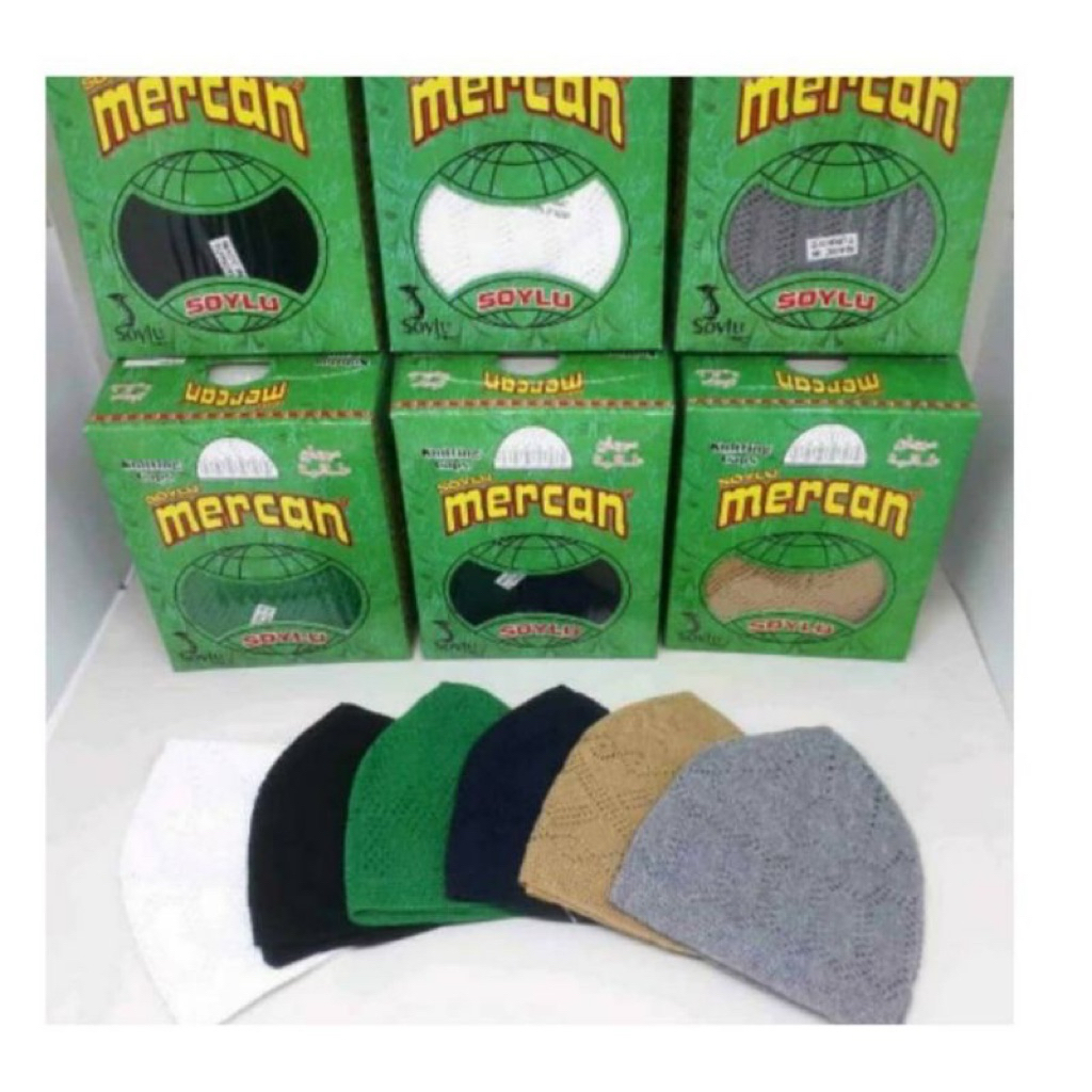 Lobe Mercan songkok mercan Rajut Polos satu kotak Isi  12
