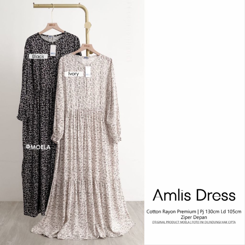 Amlis Dress Gamis Jumbo Allsize Busui Premium Catton Rayon Original Ori Moela Berlabel