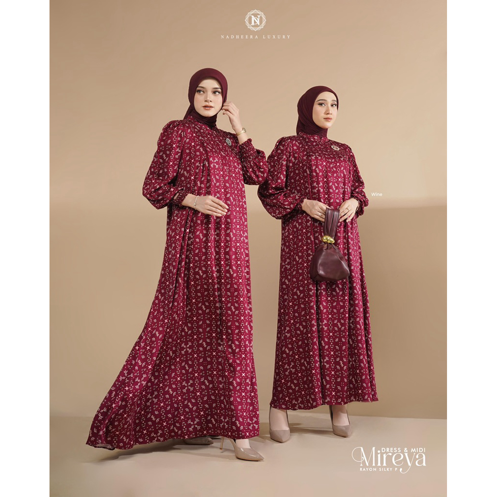MIREYA MIDI DAN DRESS BY NADHEERA LUXURY GAMIS TERBARU GAMIS KONDANGANG KASUAL MEWAH PESTA