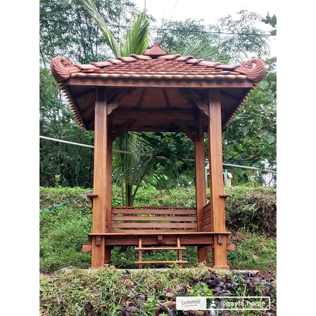 gazebo kayu jati | gazebo kebun | gazebo minimalis | gazebo teras