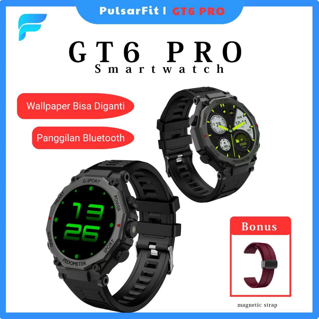 PulsarFit  jam tangan pintar pira GT6PRO GT6PRO/runing  lari running sport/Panggilan Bluetooth Olahr