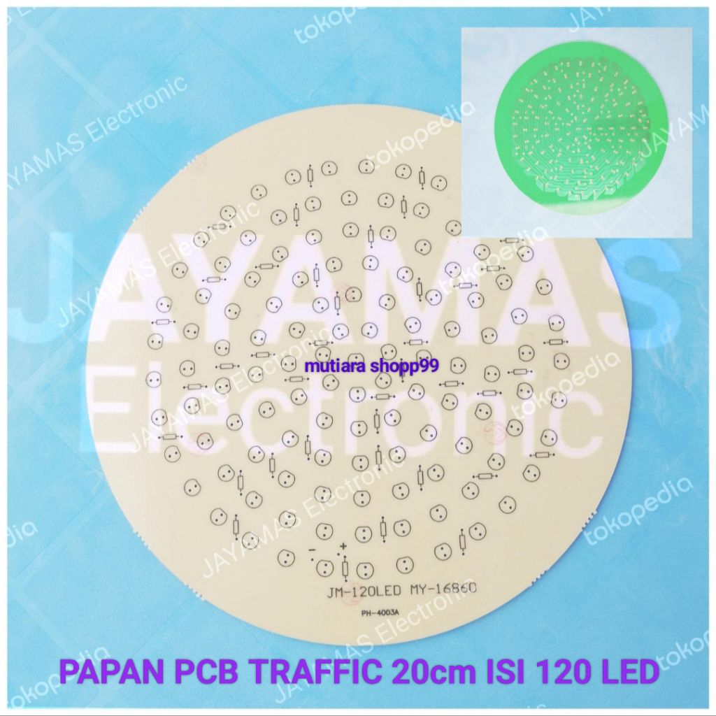 papan PCB bundar 20cm utk 120 LED traffic LED DC 12 VOLT