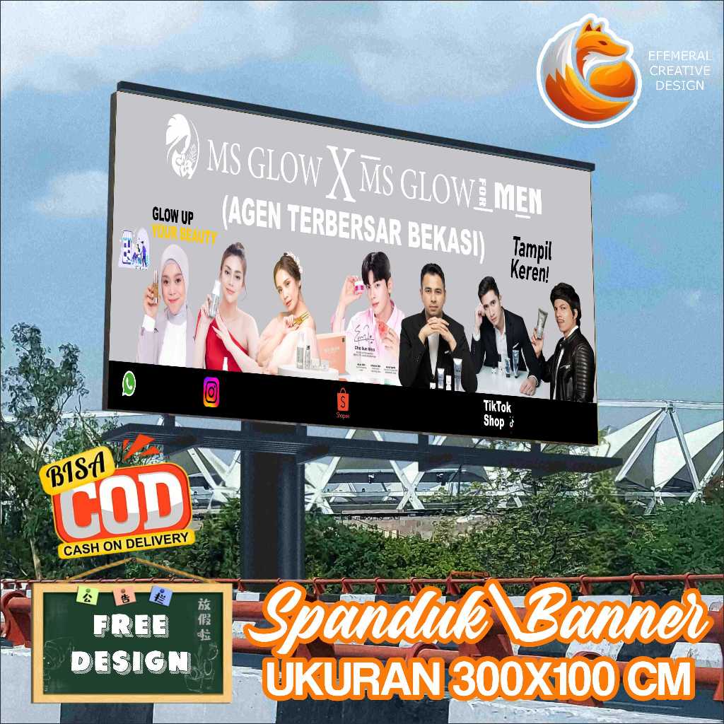 Cetak Spanduk Banner Msglow 300X100 Cm Free Desain Dan Ukuran