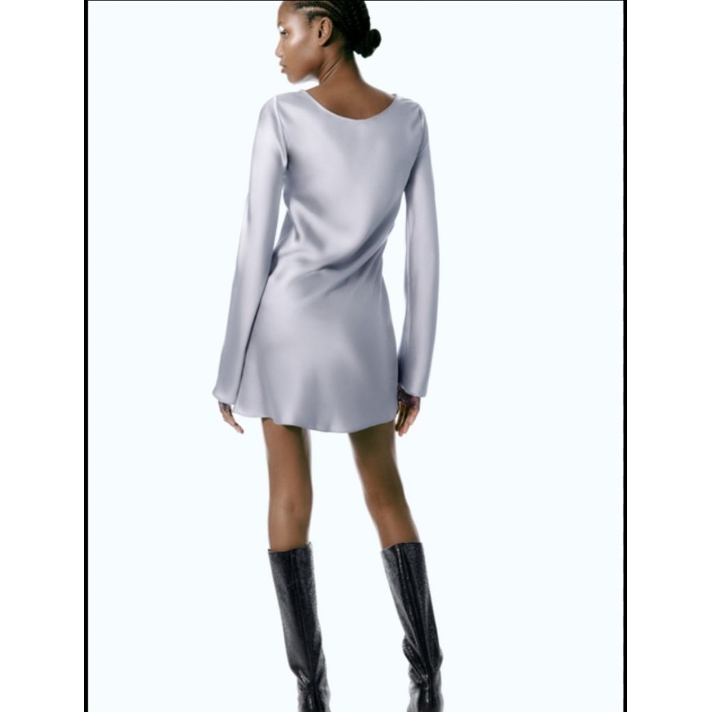 ZARA GREY SATIN DRESS