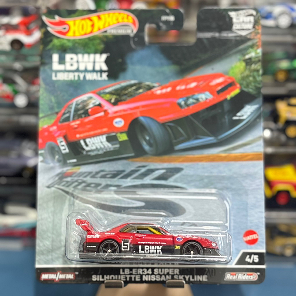 Hot Wheels Premium LB-ER34 Super Silhouette Nissan Skyline Red Black LBWK - [Free Protector]