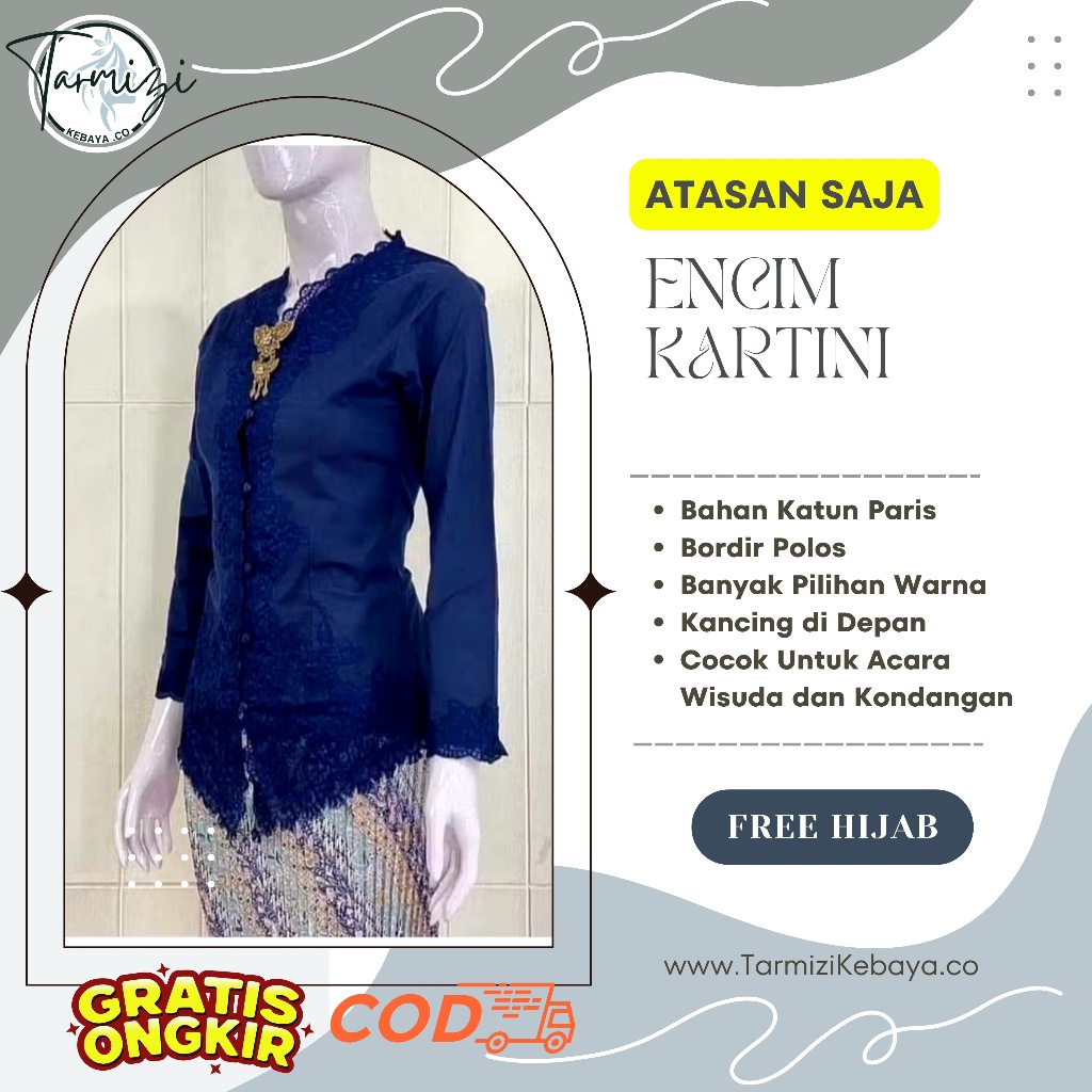 Hot Deals Atasan Kebaya Encim Kartini Modern Free Hijab | Kebaya Wisuda | Kebaya Pesta | modern