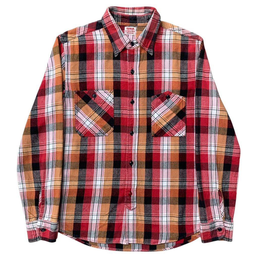 edwin chinstrap double pocket plaid flannel shirt