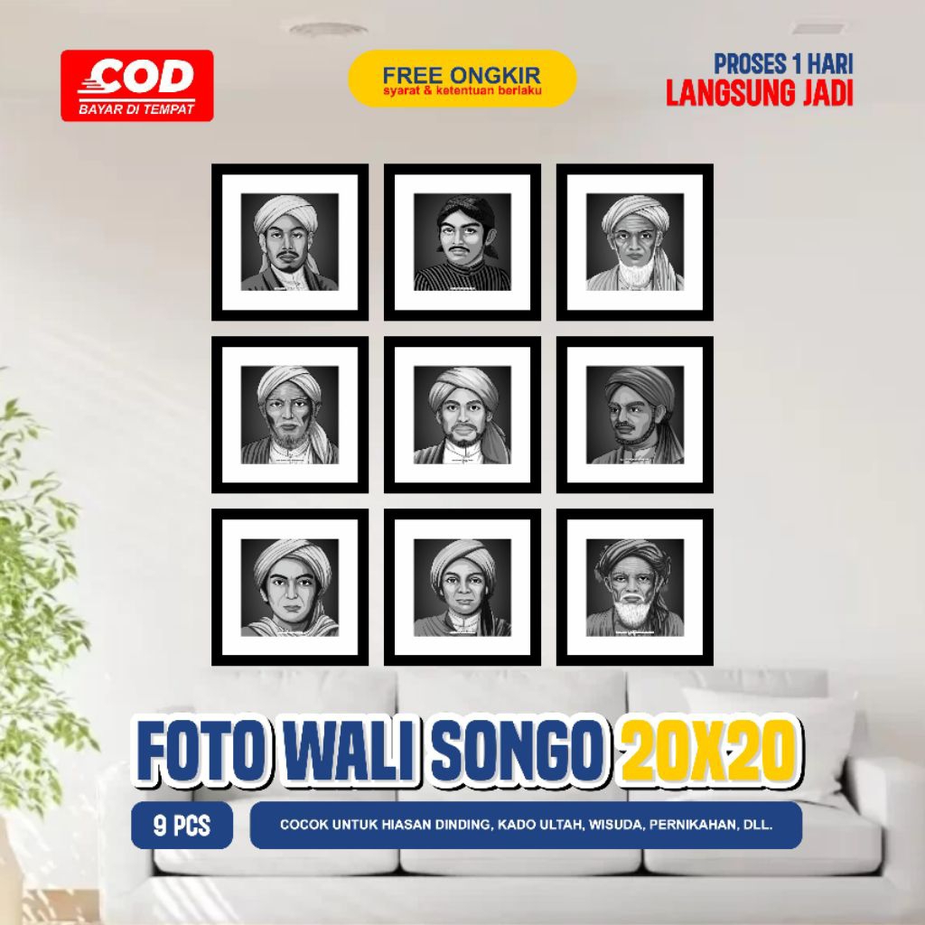 (LANGSUNG JADI) 20X20 FOTO PAPAN WALISONGO INDONESIA