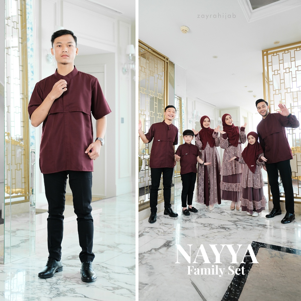 Zayra Hijab | Nayya Series  - Koko Pria Lengan Pendek - Sarimbit Lebaran Premium Jumbo Terbaru 2025