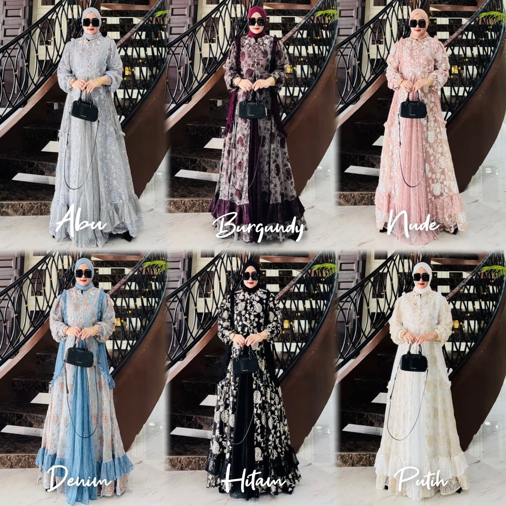 sakira dress organza dress impor dress ( SYAKIRA MILKY ORGANZA BY ASOPUROH BILQIS GAMIS  kondangan f