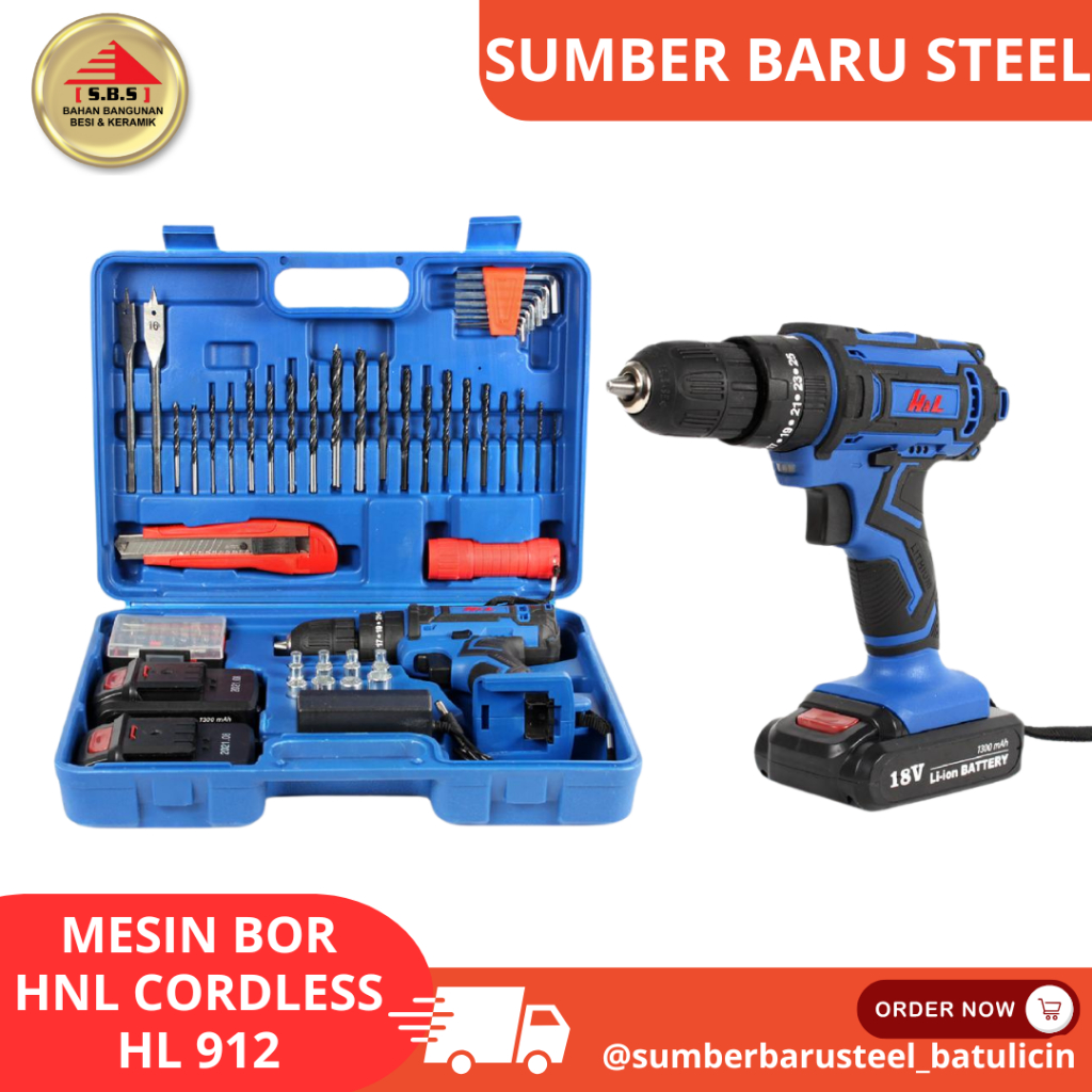MESIN BOR H&L CORDLESS HL 912 / MESIN BOR DRILL IMPACT H&L