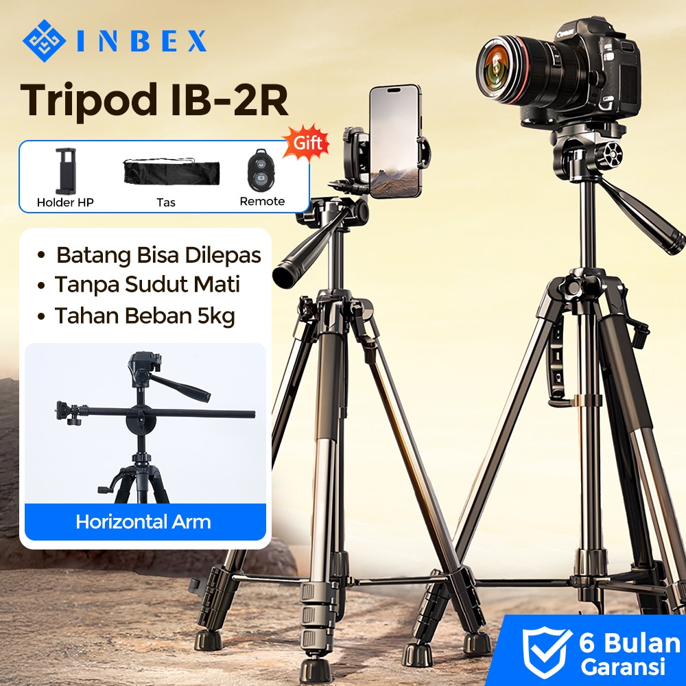 [30%OFF-PRO] INBEX IB-2R 170CM Tripod Kamera Hp Bluetooth Remote Aluminum Tripot Holder Konten Tongs